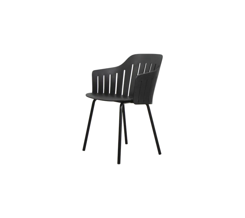 Choice chair with 4 legs van Cane-line in Black, polypropylene, up to 98% recycled, Dark green, aluminium – productfoto