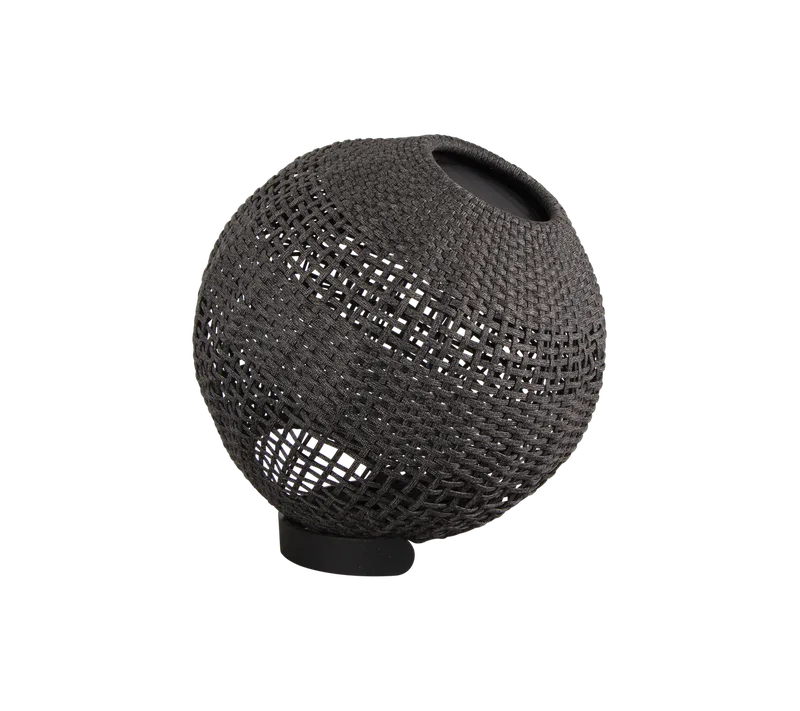 Illusion lamp, round by Cane-line in Dark grey, medium flat Soft Rope, Solar LED – product photo