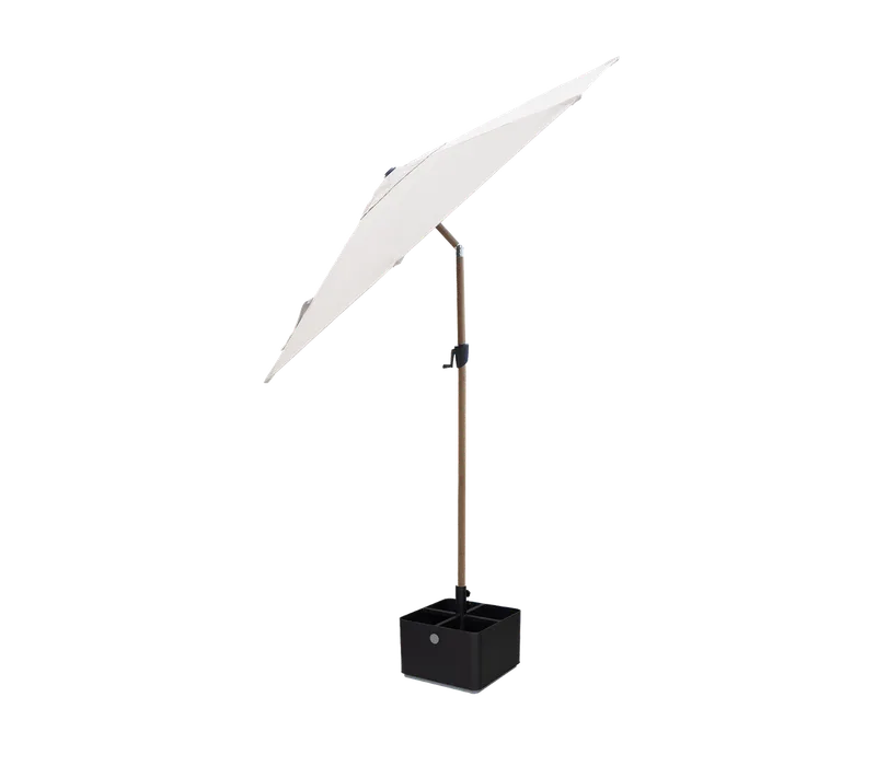 Sunshade parasol w/tilt, dia. 3 m de Cane-line en Aluminium w/Dusty white fabric and wood look parasol pole, Lava grey/light grey, aluminium – photo du produit