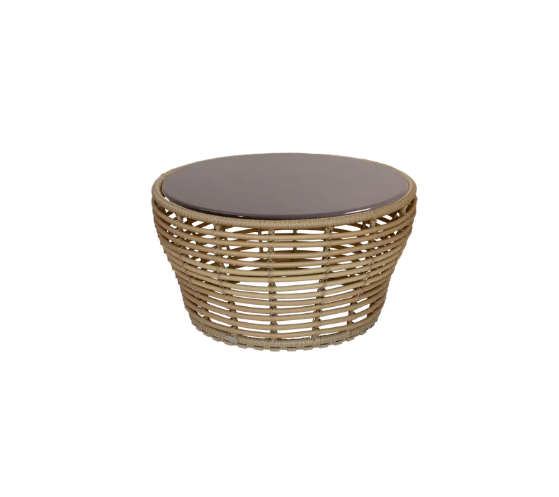 Basket coffee table, medium van Cane-line in Natural, braid Weave, Taupe, lava stone glazed – productfoto