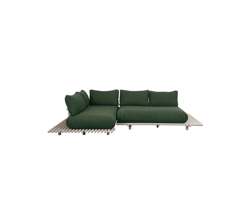 Sticks platform, corner sofa de Cane-line en Sand aluminium incl. dark green Rise w/QuickDry & Airflow – photo du produit
