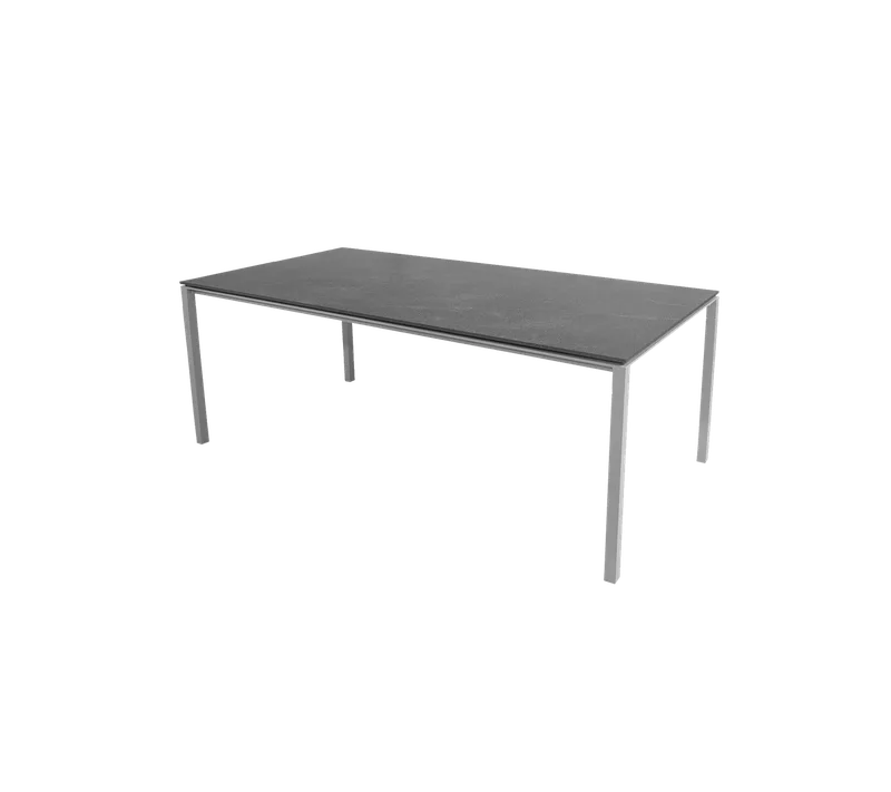 Pure dining table, 200x100 cm by Cane-line in Light grey, aluminium, Fossil black, ceramic – product photo