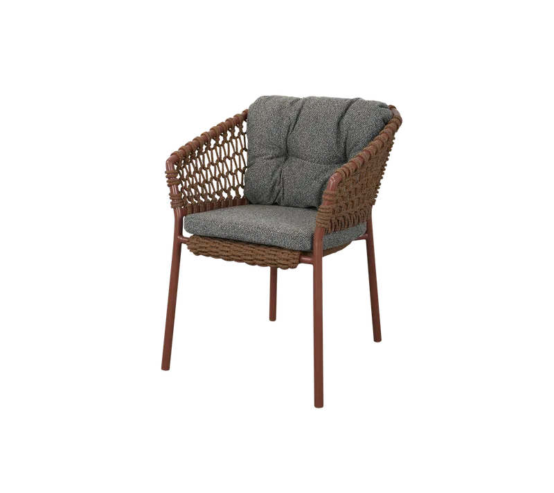 Ocean chair by Cane-line in Umber brown, round open Soft Rope, Dark grey, Wove – product photo