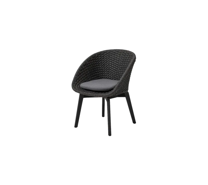 Peacock chair by Cane-line in Dark grey,medium flat Soft Rope w/black teak, Grey, Natté – product photo