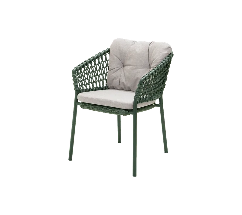 Ocean chair de Cane-line en Dark green, round open Soft Rope, Sand, Natté – photo du produit