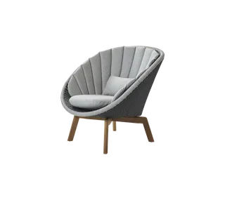 Peacock lounge chair de Cane-line en Grey/light grey, small flat peel Weave w/teak, Light grey, Natté w/QuickDry & Airflow – photo du produit 2 sur 2