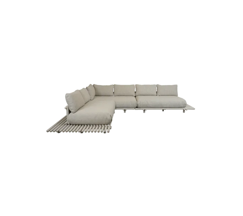 Sticks platform, corner sofa large van Cane-line in Sand aluminium incl. desert sand Rise w/QuickDry & Airflow – productfoto