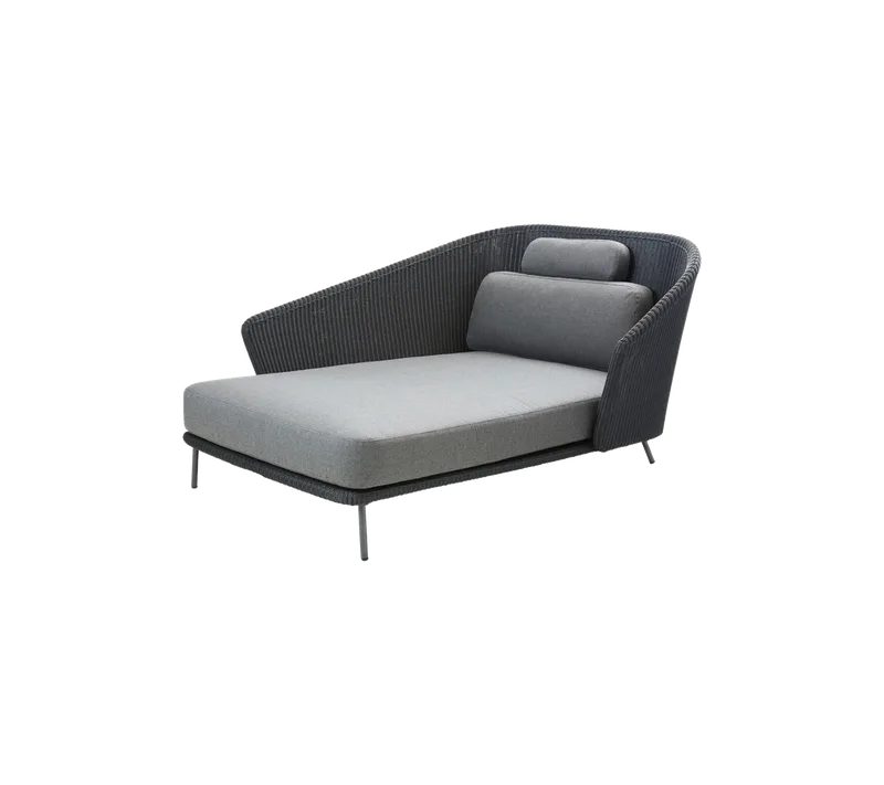 Mega daybed, right de Cane-line en Graphite, small round Weave incl. grey AirTouch w/QuickDry & Airflow – photo du produit
