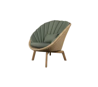 Peacock lounge chair by Cane-line in Natural, large flat peel Weave w/teak, Dark green, Link w/QuickDry & Airflow – product photo 2 of 2
