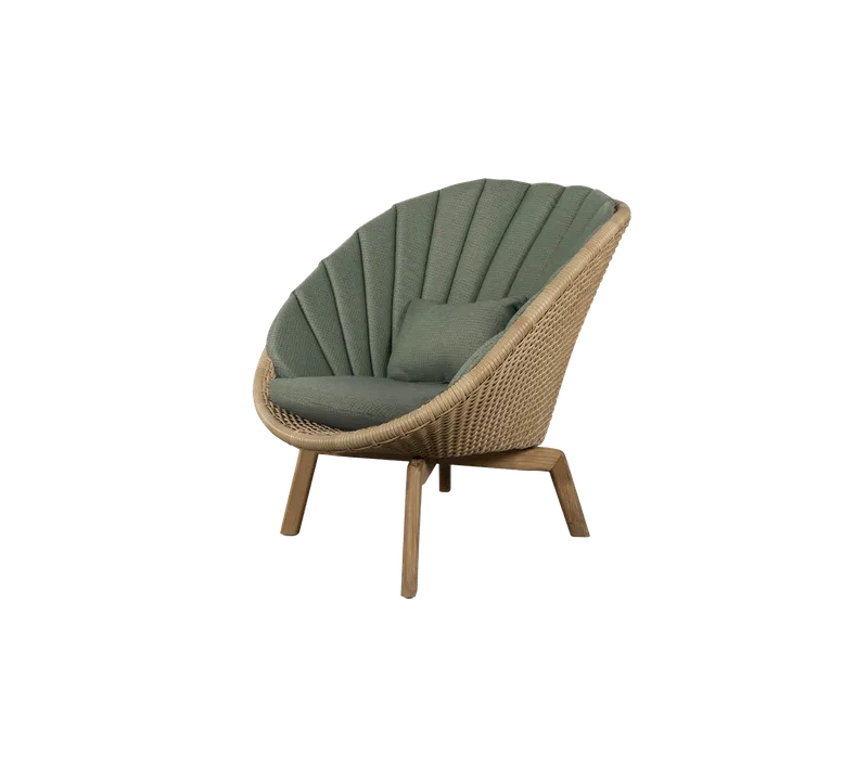 Peacock lounge chair by Cane-line in Natural, large flat peel Weave w/teak, Dark green, Link w/QuickDry & Airflow – product photo 2 of 2