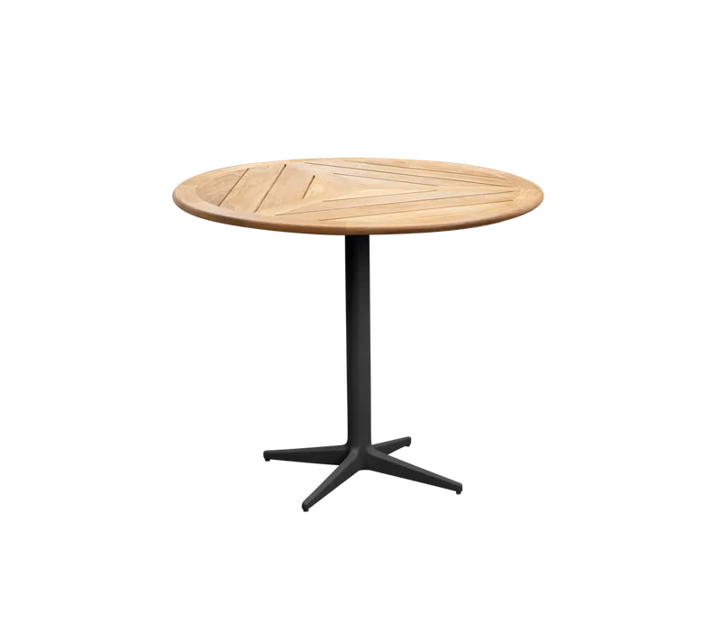 Drop café table dia. 80 cm by Cane-line in Lava grey, aluminium, Teak, geometric 80 cm – product photo