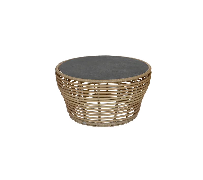 Basket coffee table, medium de Cane-line en Natural, braid Weave, Fossil black, ceramic – photo du produit