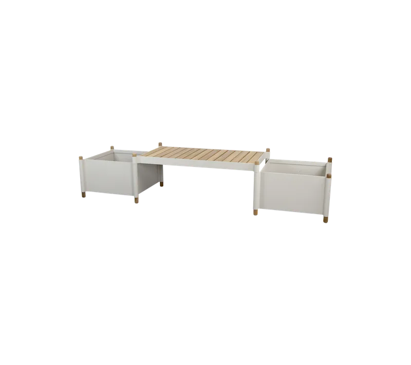 Sticks bench incl. 2 planters by Cane-line in Teak w/sand aluminium – product photo
