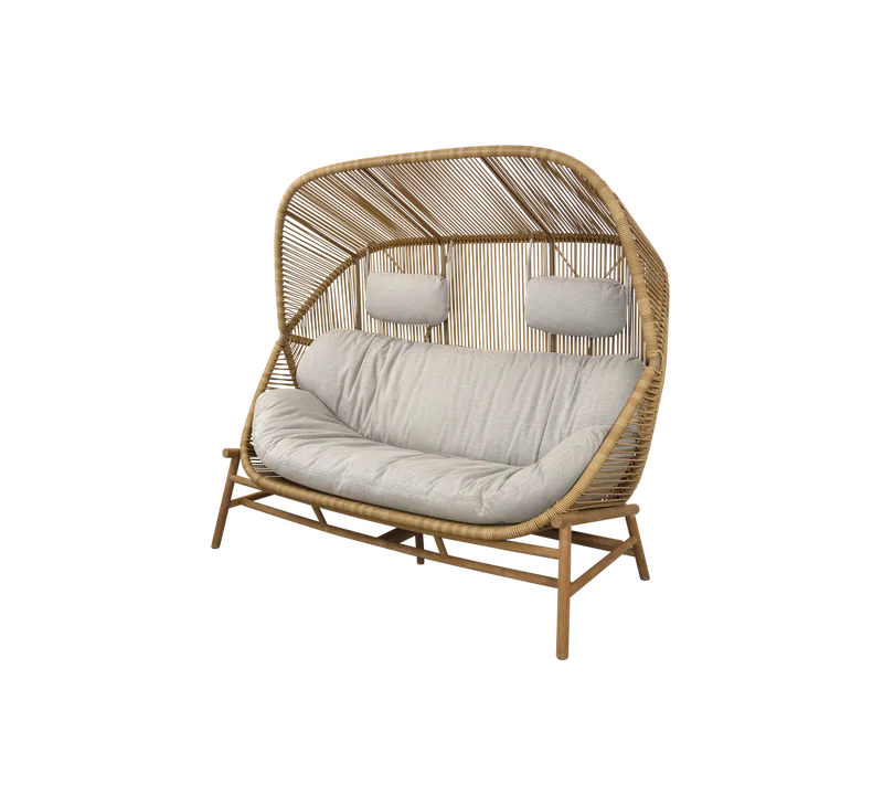 Hive 2-seater sofa van Cane-line in Natural, small round core Weave, Teak, Sand, AirTouch w/QuickDry & Airflow – productfoto
