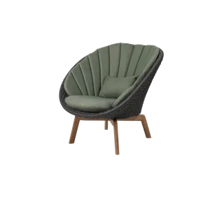 Peacock lounge chair by Cane-line in Dark grey, medium flat Soft Rope w/teak, Dark green, Link w/QuickDry & Airflow – product photo 2 of 2