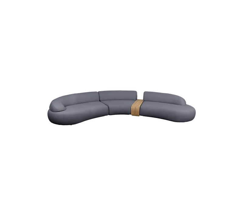 Mellow 5-seater sofa by Cane-line in Grey, AirTouch w/teak incl. QuickDry & Airflow – product photo
