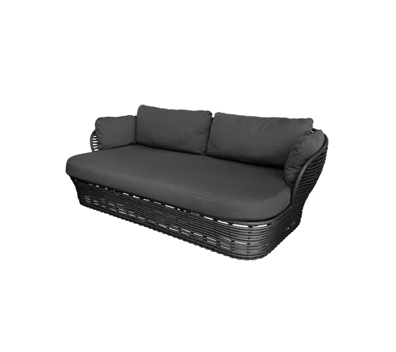 Basket 2-seater sofa by Cane-line in Graphite, braid Weave w/grey AirTouch incl. QuickDry & Airflow – product photo