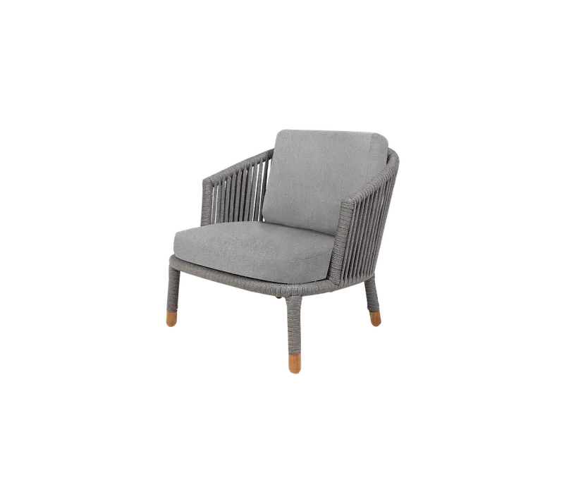 Moments lounge chair van Cane-line in Grey, string open Soft Rope, Light grey, Essence – productfoto