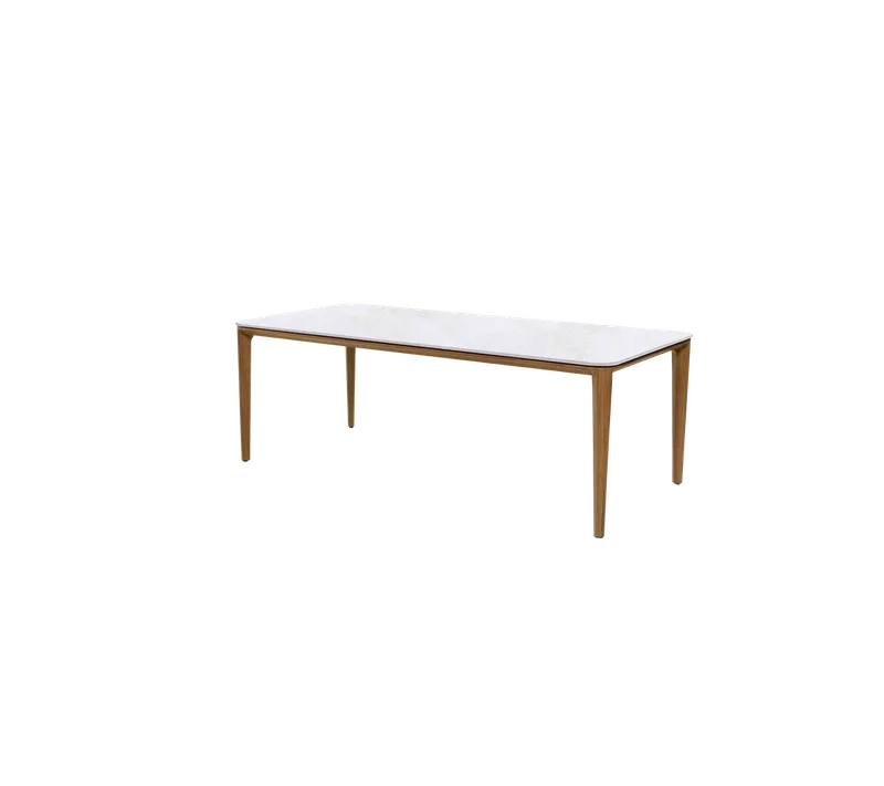 Aspect dining table, 210x100 cm van Cane-line in Teak, Travertine look, Ceramic w/rounded corners – productfoto