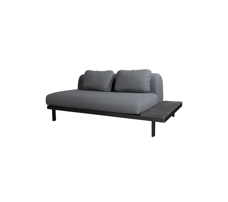 Space 2-seater module sofa van Cane-line in Grey, AirTouch w/QuickDry & Airflow, Grey, AirTouch w/QuickDry & Airflow, Fossil black, ceramic – productfoto