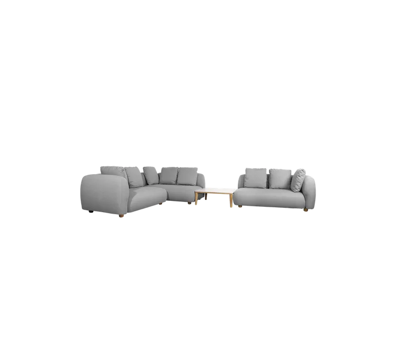 Capture corner sofa w/table & chaise lounge by Cane-line in Light grey, AirTouch w/QuickDry & Airflow – product photo