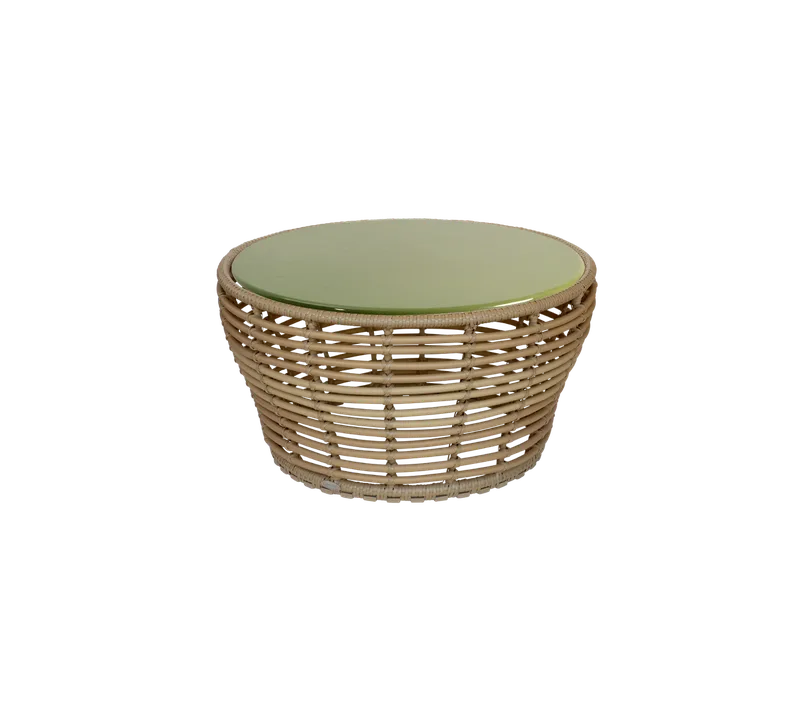 Basket coffee table, medium by Cane-line in Natural, braid Weave, Green, lava stone glazed – product photo