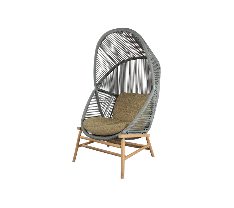 Hive chair de Cane-line en Dusty green, small round core Weave, Teak, Turmeric yellow, Rise w/QuickDry & Airflow – photo du produit