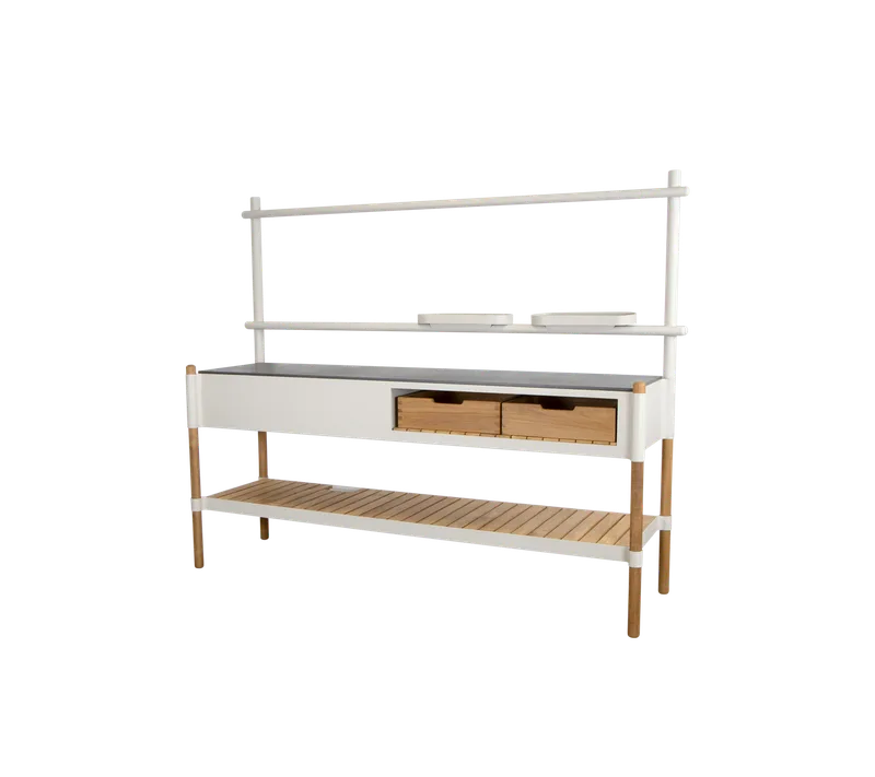 Sticks kitchen van Cane-line in Fossil black, ceramic, Sand, Aluminium, Teak 2 pcs – productfoto