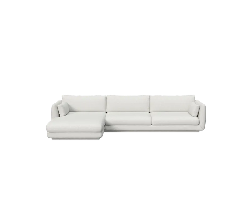 Bloom 3-seater sofa with chaise longue, right and plinth de Cane-line en Light grey, Ambience – photo du produit