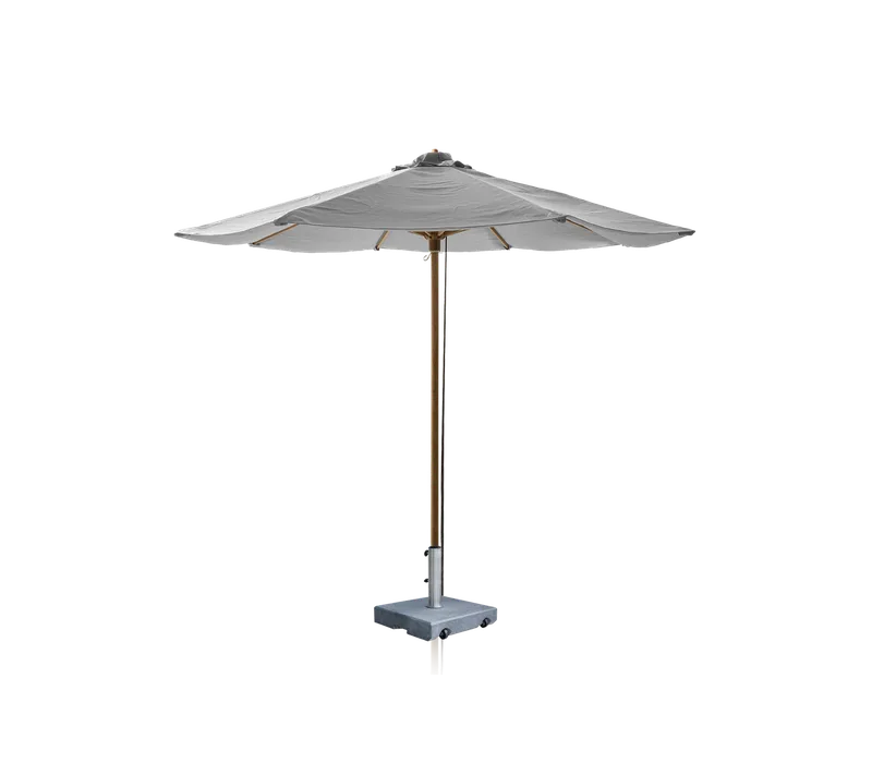 Classic parasol w/pulley system, dia. 3 m by Cane-line in Teak/100% solution dyed polyester 280g/m2, Matt grey, granite – product photo