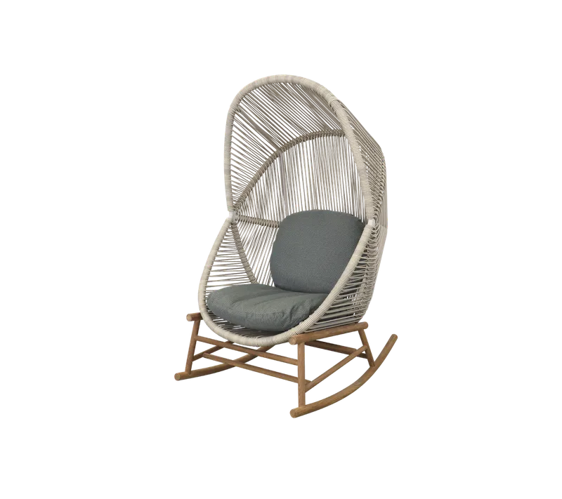 Hive rocking chair de Cane-line en Sand, small round core Weave, Teak, Light green, Link w/QuickDry & Airflow – photo du produit