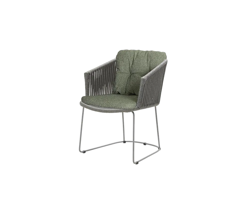 Moments chair by Cane-line in Grey, string open Soft Rope, Dark green, Wove – product photo 2 of 2