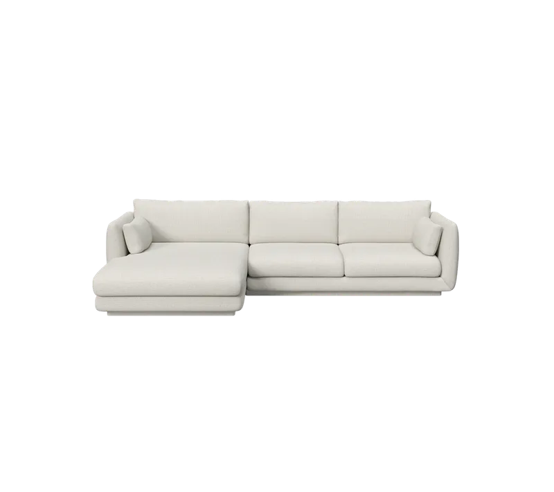 Bloom 2-seater sofa with chaise longue, right and plinth van Cane-line in Sand, Lola – productfoto