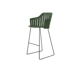 Choice bar chair by Cane-line in Dark green, polypropylene, up to 98% recycled, Black, galvanized steel w/4legs – product photo 2 of 2