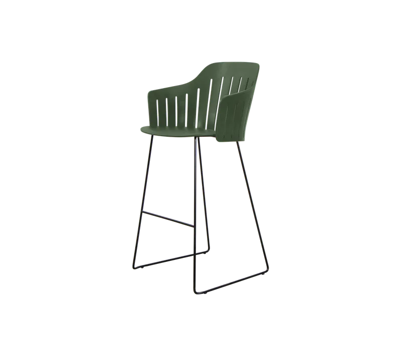 Choice bar chair by Cane-line in Dark green, polypropylene, up to 98% recycled, Black, galvanized steel w/4legs – product photo 2 of 2