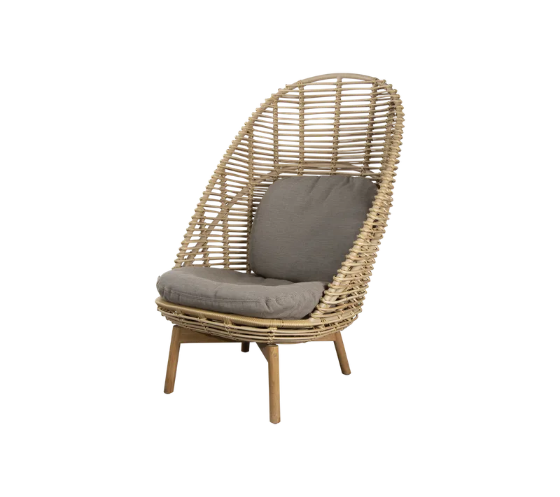 Hive highback chair van Cane-line in Natural, large round sticks Weave w/teak, Taupe, AirTouch w/QuickDry & Airflow, Geen – productfoto