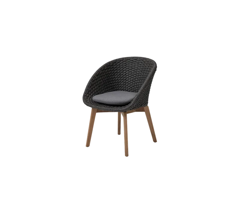 Peacock chair van Cane-line in Dark grey, medium flat Soft Rope w/teak, Dark green, Link – productfoto 1 van 2
