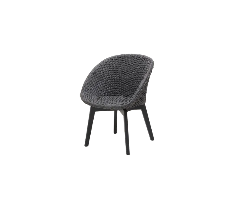 Peacock chair by Cane-line in Dark grey,medium flat Soft Rope w/black teak, None – product photo