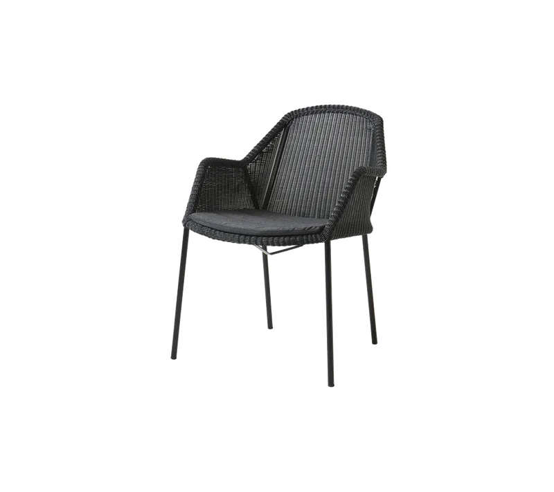 Breeze chair, stackable by Cane-line in Black, small round Weave, Black, Natté – product photo