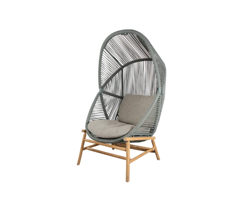 Hive chair by Cane-line in Dusty green, small round core Weave, Teak, Desert sand, Rise w/QuickDry & Airflow – product photo