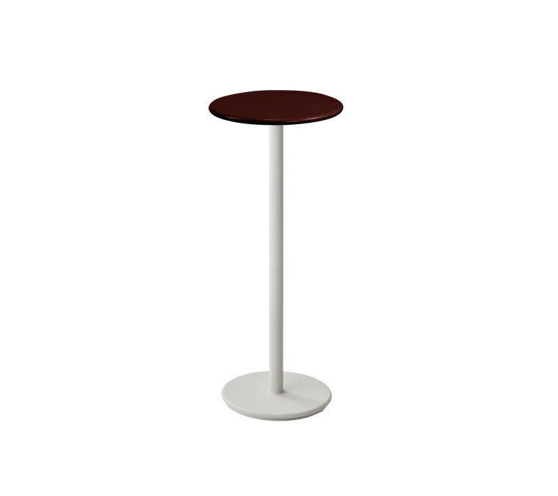 Go bar table dia. 45 cm van Cane-line in Sand, Aluminium, Burgundy, semi glossy aluminium – productfoto