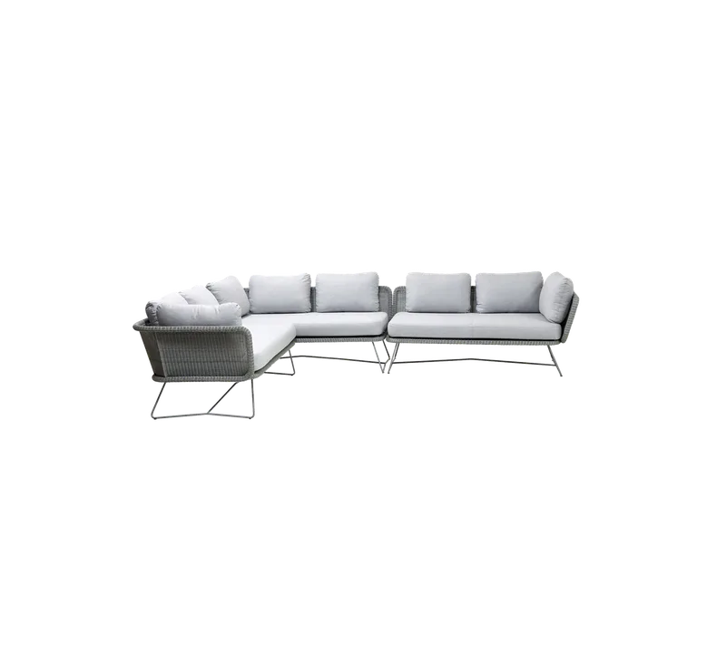 Horizon modular corner sofa - 3 modules van Cane-line in Light grey, small round Weave incl. light grey Natté w/QuickDry & Airflow – productfoto