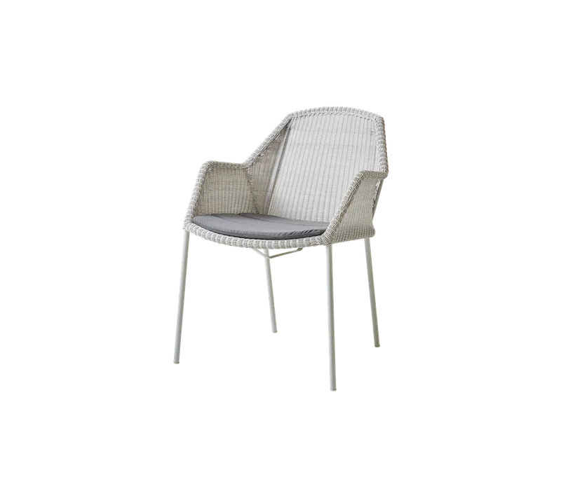 Breeze chair, stackable by Cane-line in White grey, small round Weave, Grey, Natté – product photo