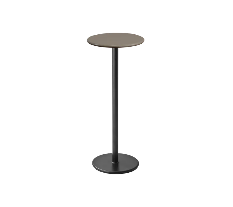 Go bar table dia. 45 cm van Cane-line in Lava grey, aluminium, Taupe, semi glossy aluminium – productfoto