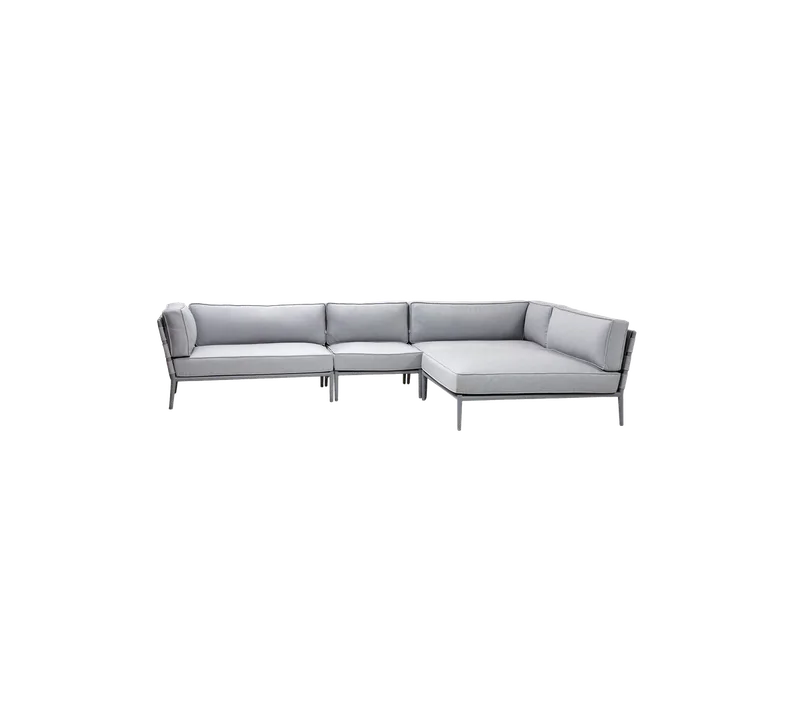 Conic modular corner sofa with daybed by Cane-line in Light grey, AirTouch w/QuickDry & Airflow – product photo