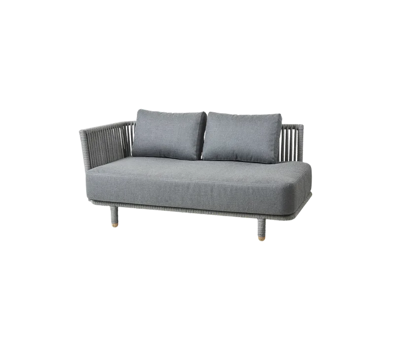 Moments 2-seater sofa, right module von Cane-line in Grey, string open Soft Rope incl. grey AirTouch w/QuickDry & Airflow – Produktfoto