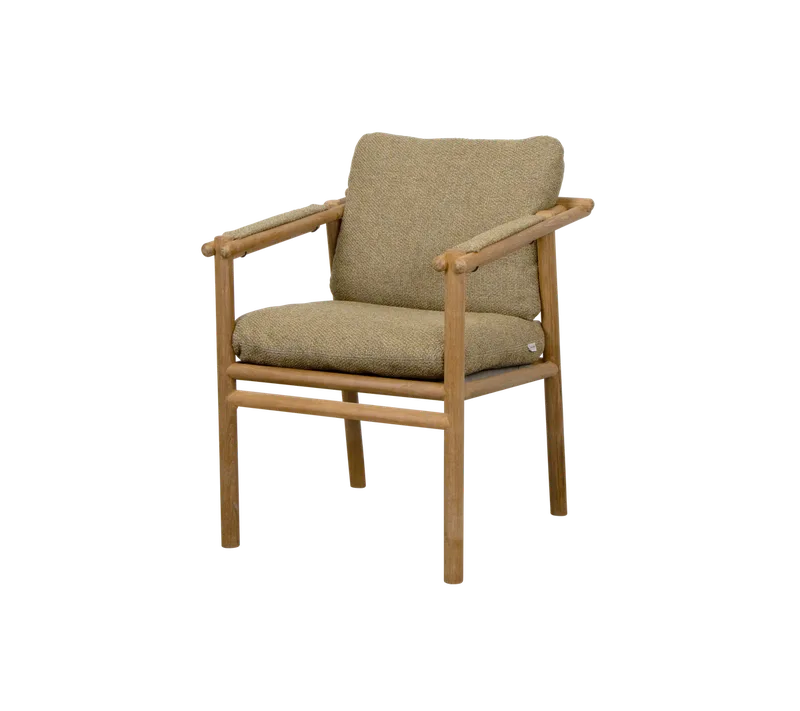 Sticks armchair van Cane-line in Teak, Turmeric yellow, Rise w/QuickDry & Airflow – productfoto