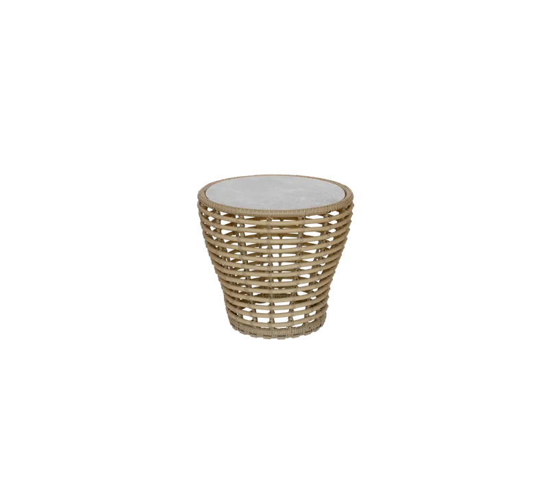 Basket coffee table, small von Cane-line in Natural, braid Weave, Fossil grey, ceramic – Produktfoto