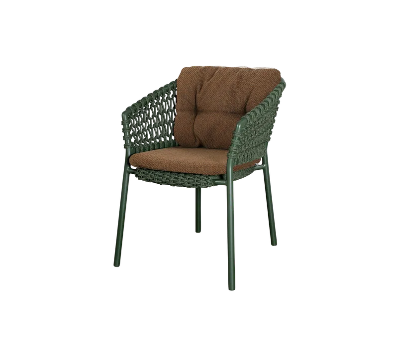 Ocean chair by Cane-line in Dark green, round open Soft Rope, Umber brown, Rise – product photo