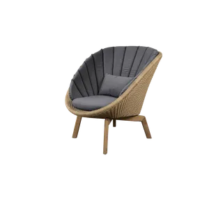 Peacock lounge chair by Cane-line in Natural, large flat peel Weave w/teak, Grey, Natté w/QuickDry & Airflow – product photo 2 of 2